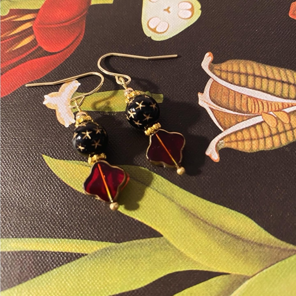 Elegant Black and Gold Earrings